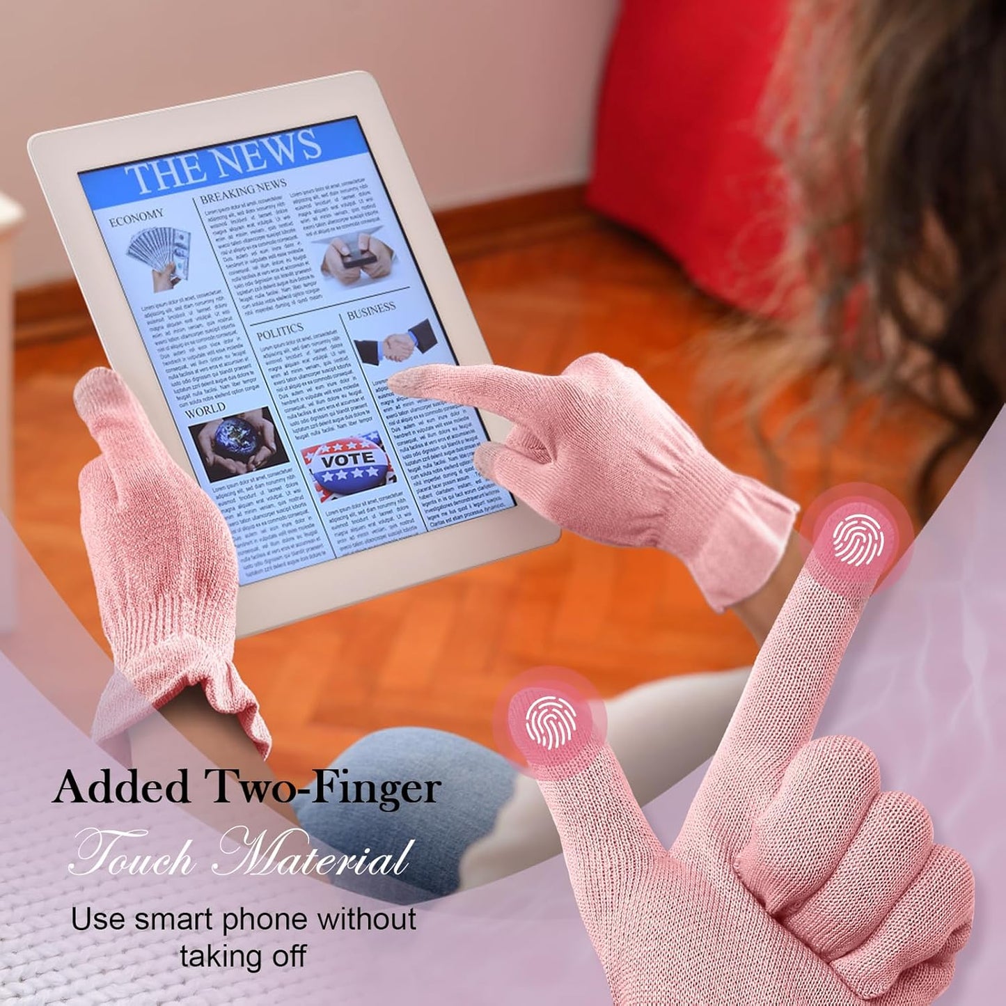 MIG4U Moisturizing Beauty Gloves Touchscreen Overnight Sleeping Glove for Women Dry Hands, Nighttime Lotion, Eczema, SPA, Cosmetic Treatment, Pink 3 Pairs Size L/XL
