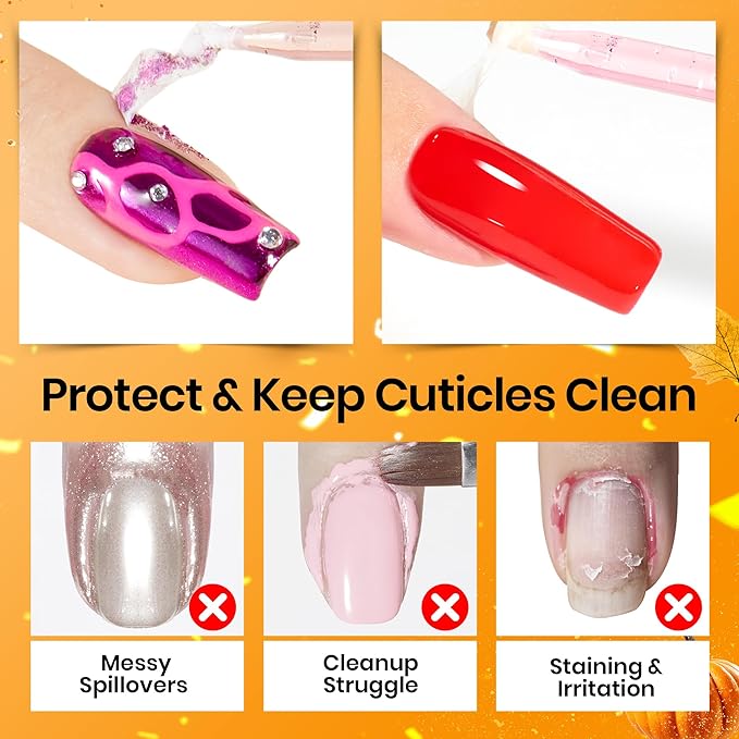 Beetles Liquid Latex for Nail 15ml - Peel off Nail Polish Cuticle Guard with Plastic Nail Care Stick Halloween Nails Design Air-Dry Liquid Latex Barrier for Protector Fingers