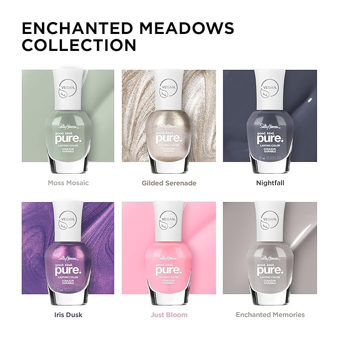 Sally Hansen Good. Kind. Pure. Nail Polish | Plant-Based, Vegan, 16-Free Formula | Opaque, Shiny | 367 Moss Mosaic | Olive Green Nail Color