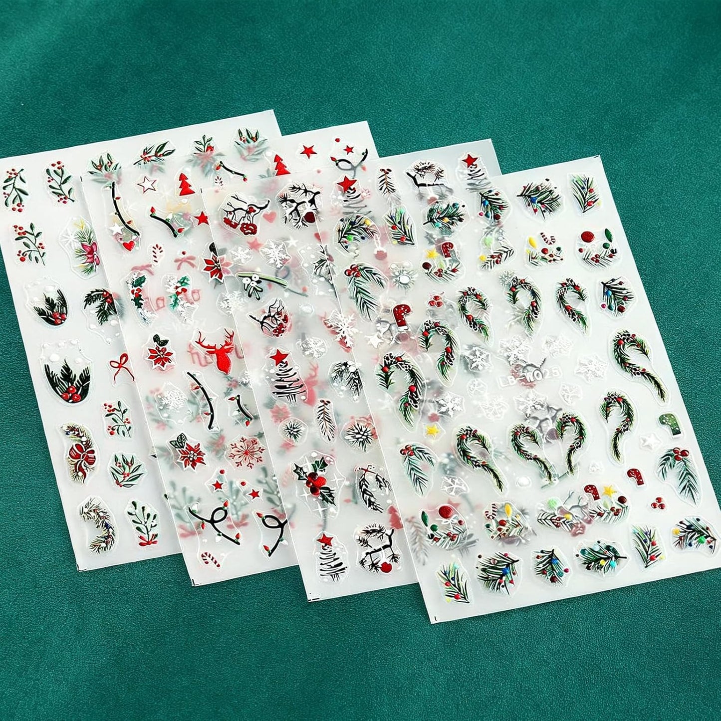 4 Sheets Christmas Nail Art Stickers 5D Embossed Self Adhesive Winter Grass Nail Decals Winter Christmas Tree Elk Snowflake Design Nail Stickers for Women Girls DIY Holiday Manicure Decoration