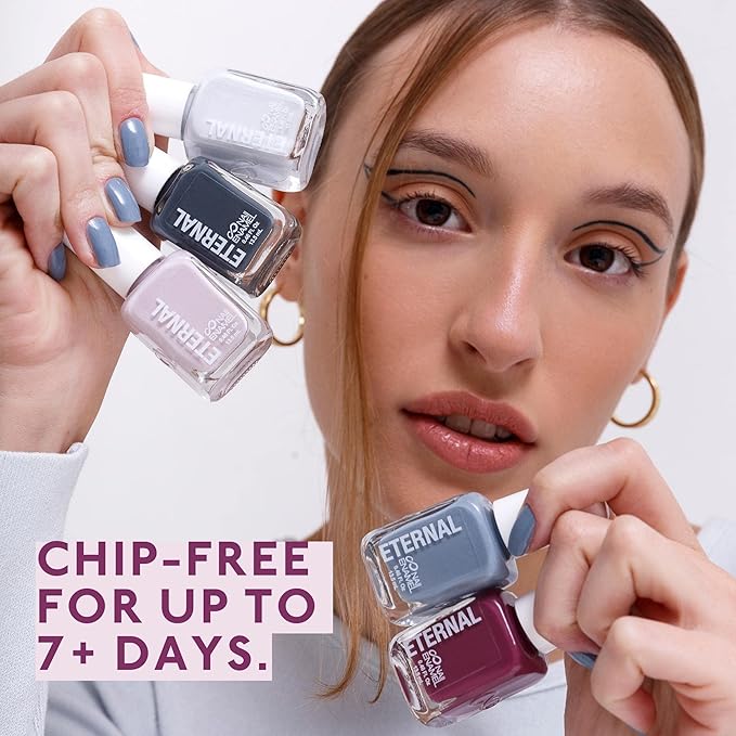 Eternal Light Pink Nail Polish Set for Women (MIDNIGHTS) - Light Blue Nail Polish Set for Girls - Lasting & Fast Dry Milky White Fingernail Polish for Home Mani Pedi - Made in USA, 13.5mL (Set of 5)