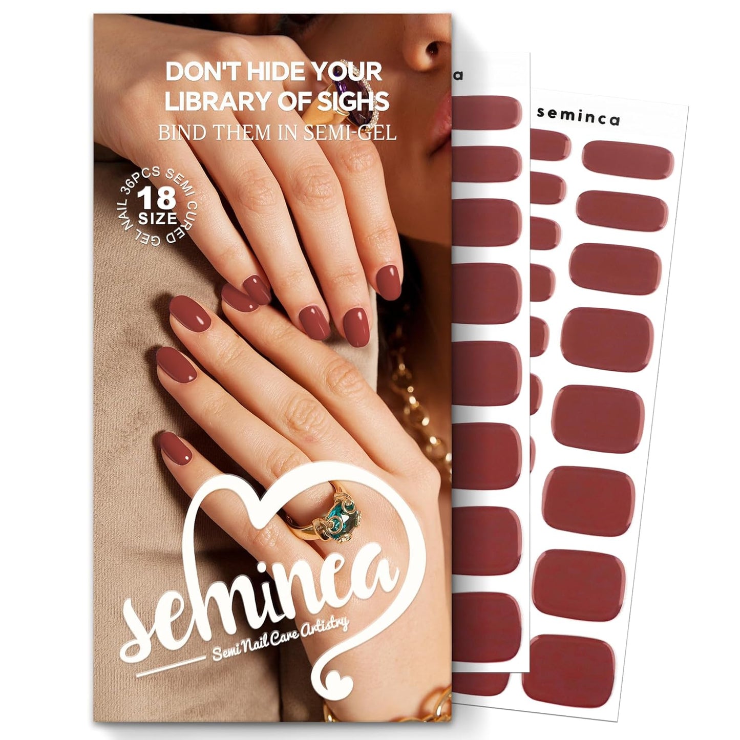 Semi Cured Gel Nail Art Wraps-Easy Grip Semi-Gel Stickers Starter Kit,18 Size Nail Strips Salon-Quality,Long Lasting,Easy On & Off Works with Any UV/LED Lamps(Cream Rose)