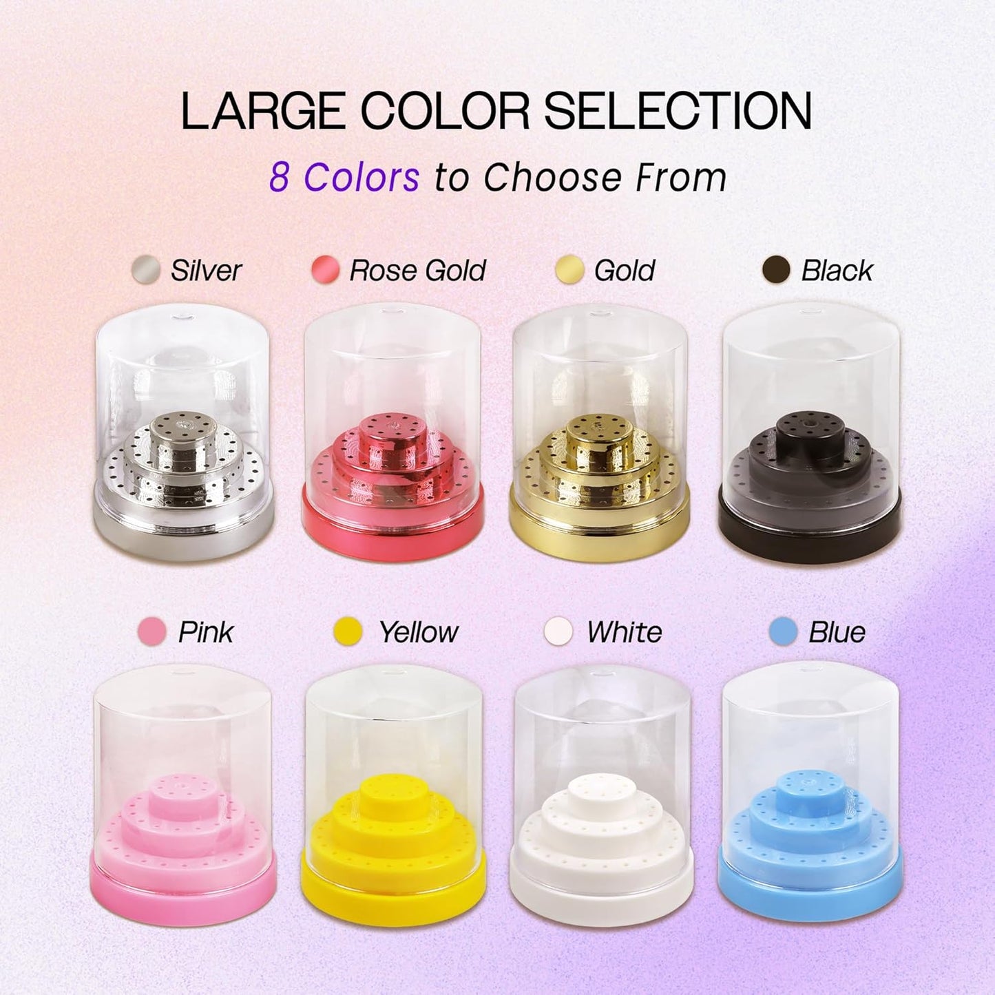 PANA Round Cake Tier Nail Drill Bit Holder Display Organizer Case - Dustproof Carbide Bit Storage Container Box For Manicure Tools Nail Salon - 48 Holes Rose Gold (Drill Bits Not Included)