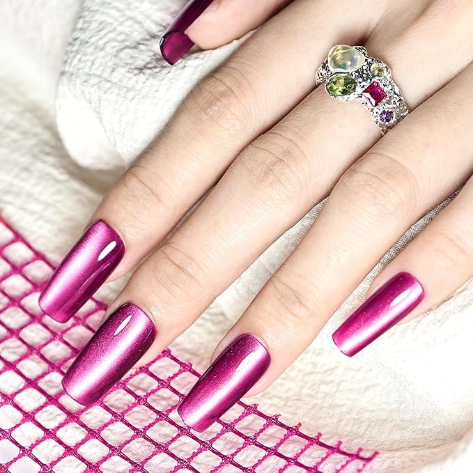 JODSONE 16.5ml Cat Eye Gel Nail Polish Glitter Claret Magnetic Reflective Translucent Need U V Curing at Home DIY Design