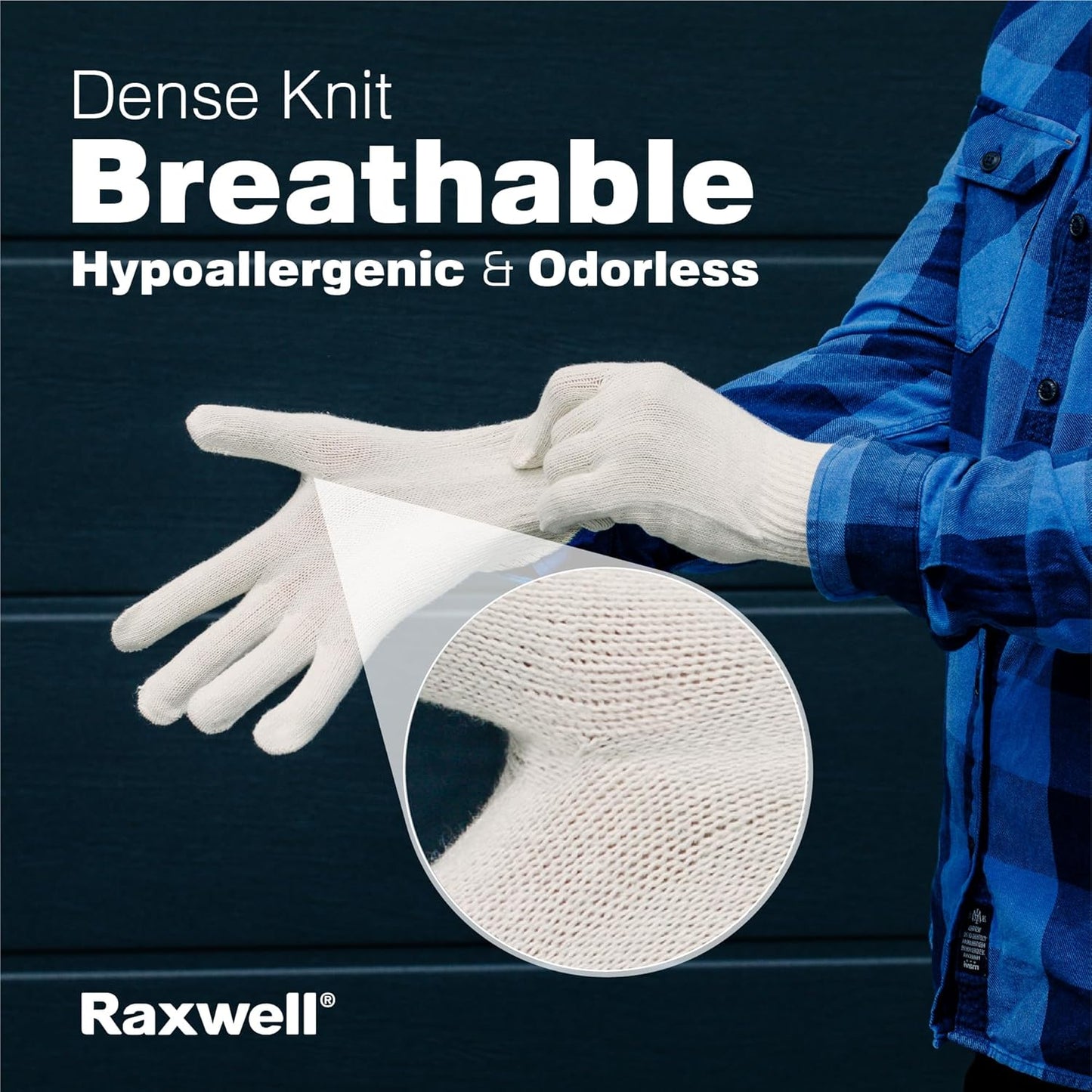 Raxwell White Cotton Gloves - Premium Knit Work Gloves, 12 pairs - Durable Liners for BBQ, Painting, Gardening, Industrial, & Mechanics, Natural Color, Size X-Large