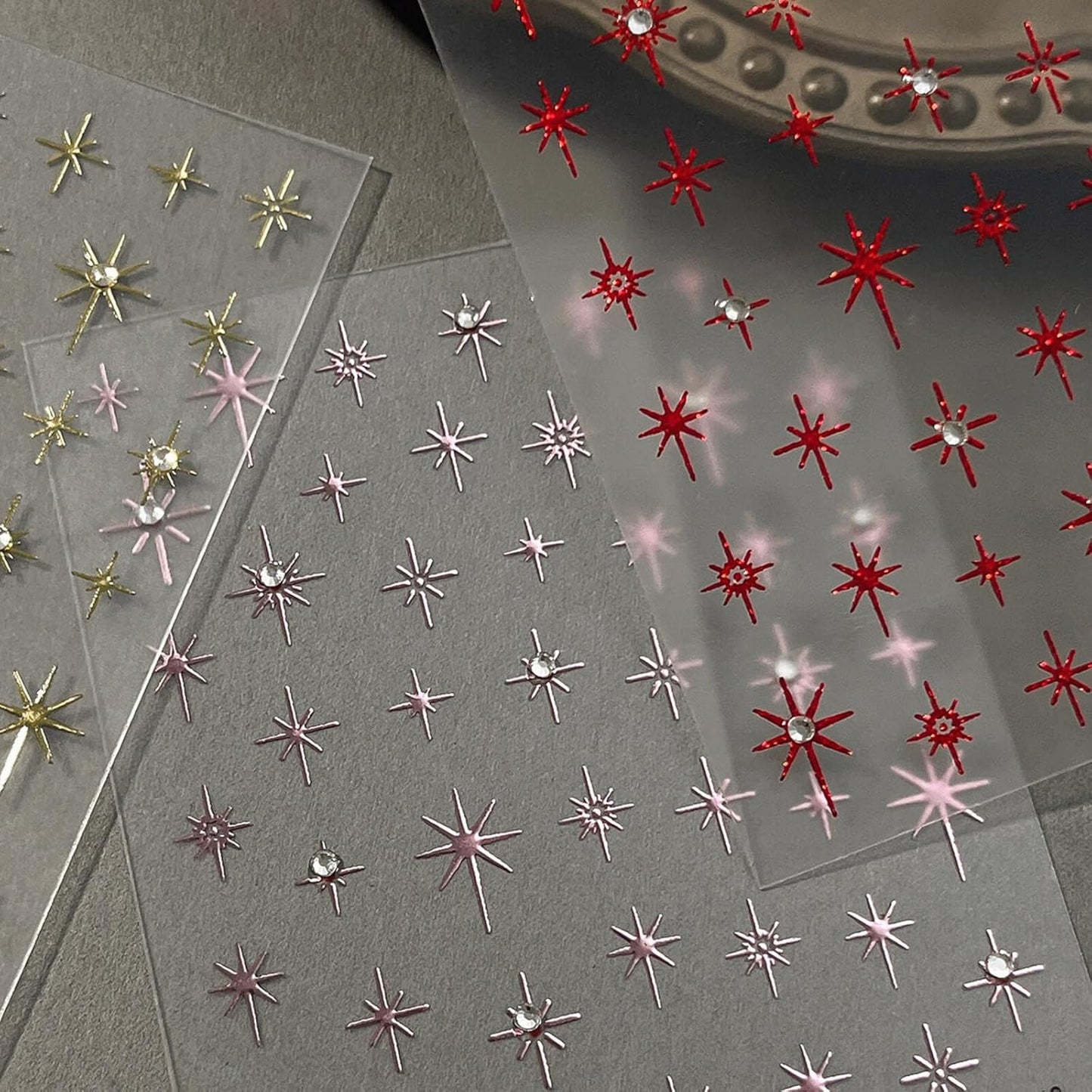 Shiny Star Nail Stickers for Nail Art 3D Glitter Colorful Star Luxury Rhinestones Nail Design Stickers Starlight Nail Decals Nails Supply Manicure Sliders for Nails Decoration 6 Sheets