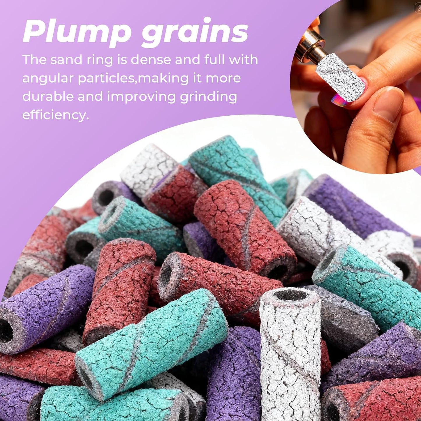 242PCS Fine Grit Sanding Bands for Nail Drill Set, 80/120/180/240 Grit Bits with 3 Mm Mandrel Bit for Acrylic Nails Gel Manicures and Pedicure