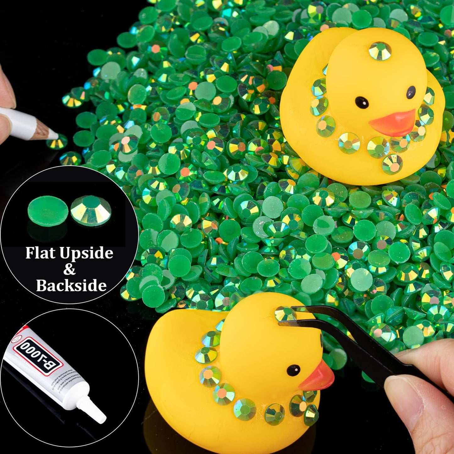 2000pcs 6mm Resin Rhinestones Bulk, Dark Green AB Flatback Round Jelly Rhinestones Bedazzling Non Hotfix Crystal Gems Large Quantity Wholesale for DIY Crafts Clothes Tumblers Face Makeup Manicure