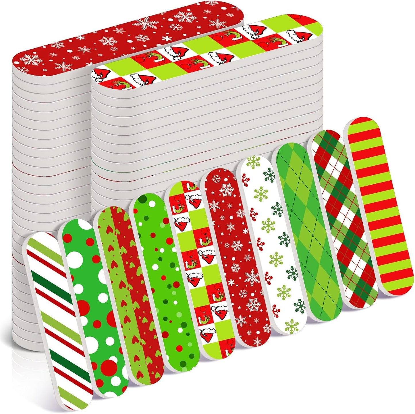 50 Pcs Christmas Mini Nail File Gifts Bulk for Women Red and Green Double Sided Emery Boards Small Xmas Party Favors Thank You Gifts Manicure Tools for Employee Staff Coworker Appreciation