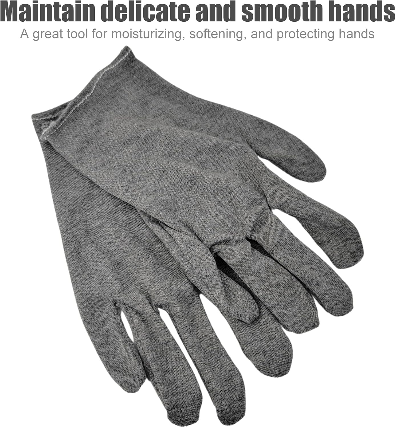2 Pairs(4Pcs) Cotton Gloves for Eczema and Dry Hands, Moisturizing Gloves, Work Gloves for Men, Women, SPA, Jewelry Inspection (Grey, 2 Pairs)