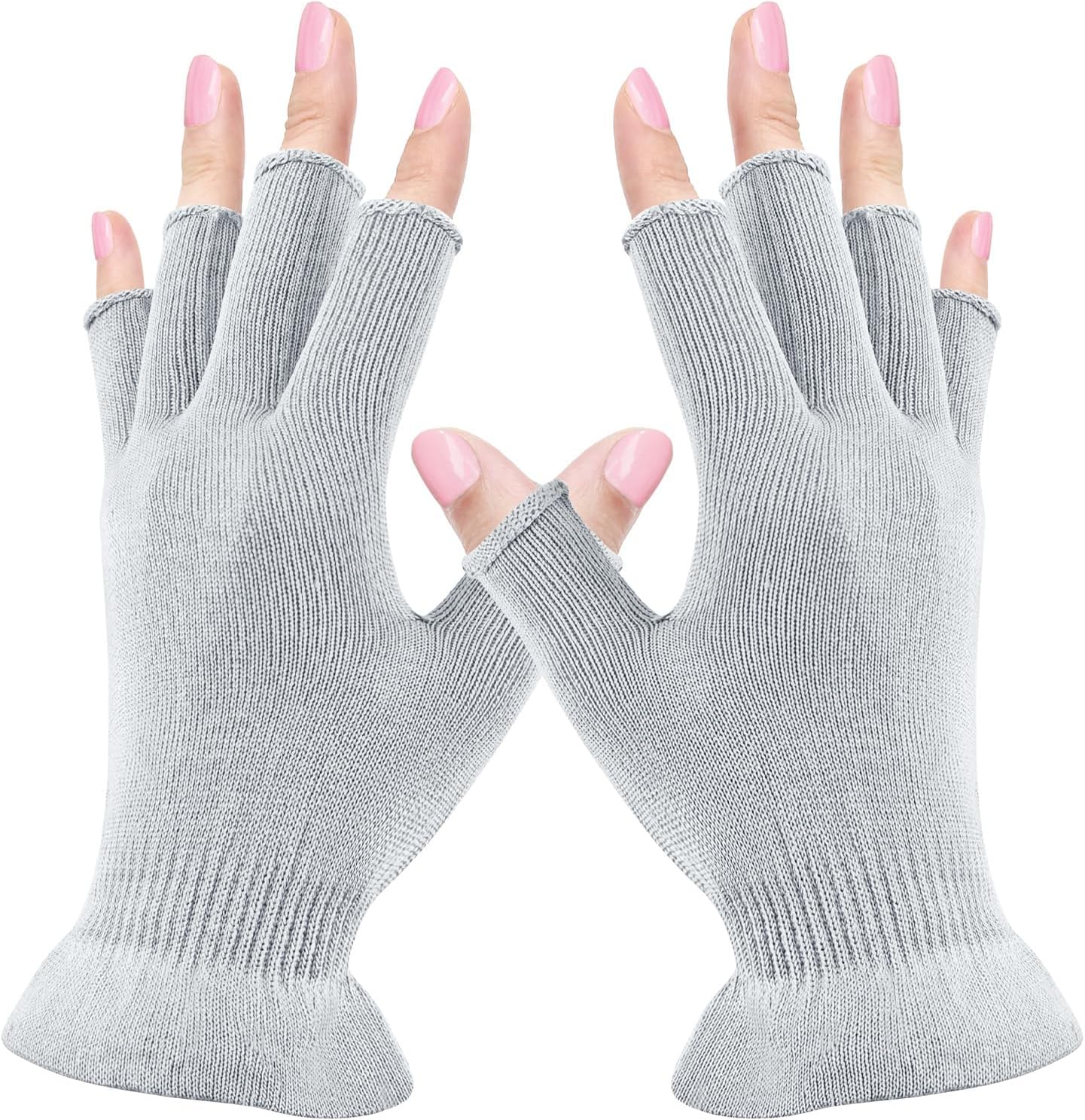 MIG4U Fingerless Moisturizing Gloves, Half Finger Touchscreen Beauty Glove for Eczema, SPA, Dry Hands, Skin Treatment, Summer Sun UV Protection (S/M, Gray-1pair)