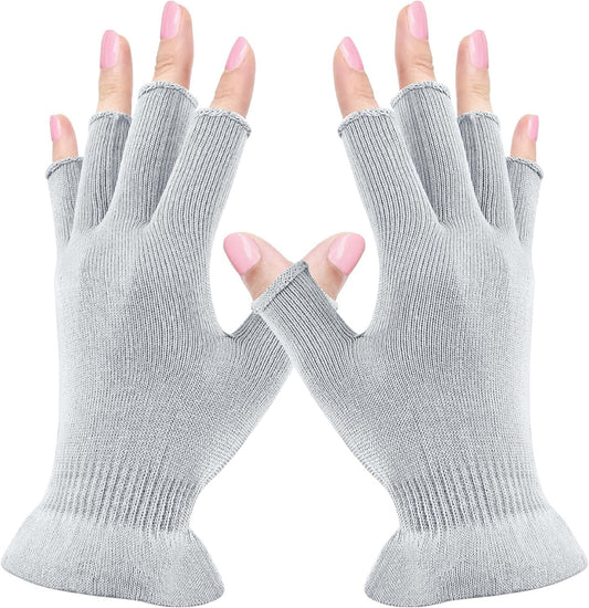 MIG4U Fingerless Moisturizing Gloves, Half Finger Touchscreen Beauty Glove for Eczema, SPA, Dry Hands, Skin Treatment, Summer Sun UV Protection (L/XL, Gray-1 Pair)