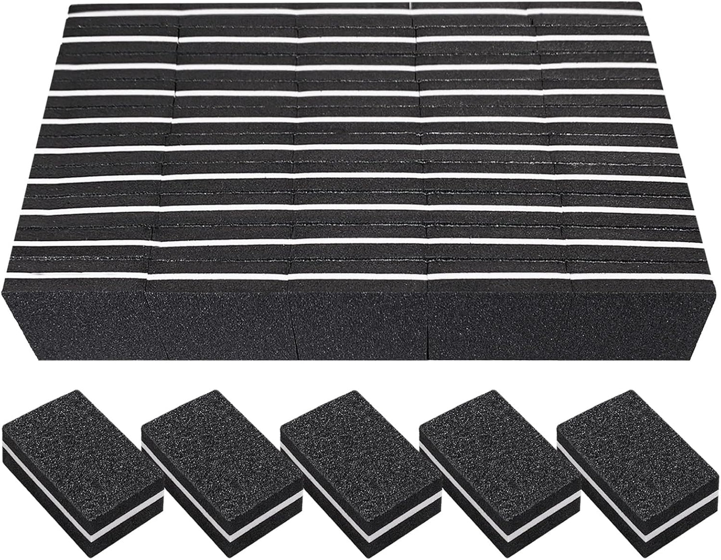 Nail Buffers (50 Pack), Mini Buffer Block Nail File for Acrylic Nails and Natural Nails, 100/180 Grit Nail Buffer Block Bulk Buffing Blocks for Nail Buff Professional Manicure File Blocks Set Black
