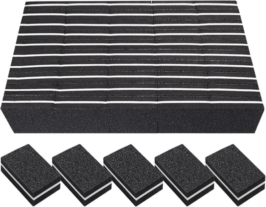 Nail Buffers (50 Pack), Mini Buffer Block Nail File for Acrylic Nails and Natural Nails, 100/180 Grit Nail Buffer Block Bulk Buffing Blocks for Nail Buff Professional Manicure File Blocks Set Black
