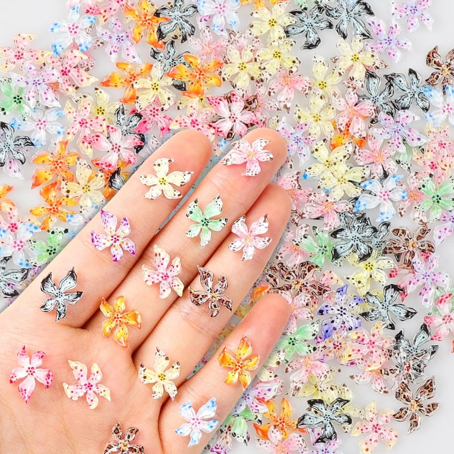 180 PCS Flower Nail Art Charms 3D Hawaii Flower Nail Charms Spring Summer Floral Nail Charm for Nails Design Kit Resin Accessories for Women DIY Manicure Decorations Supplies