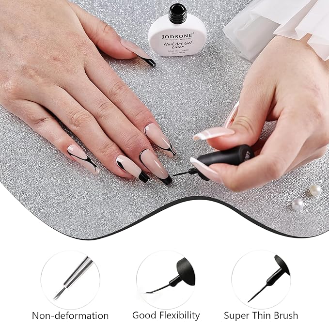 JODSONE 10ml Nail Art Gel Liner Set 2 Colors Black and White Gel Nail polish Need U V Lamp Cured Gift for Girls