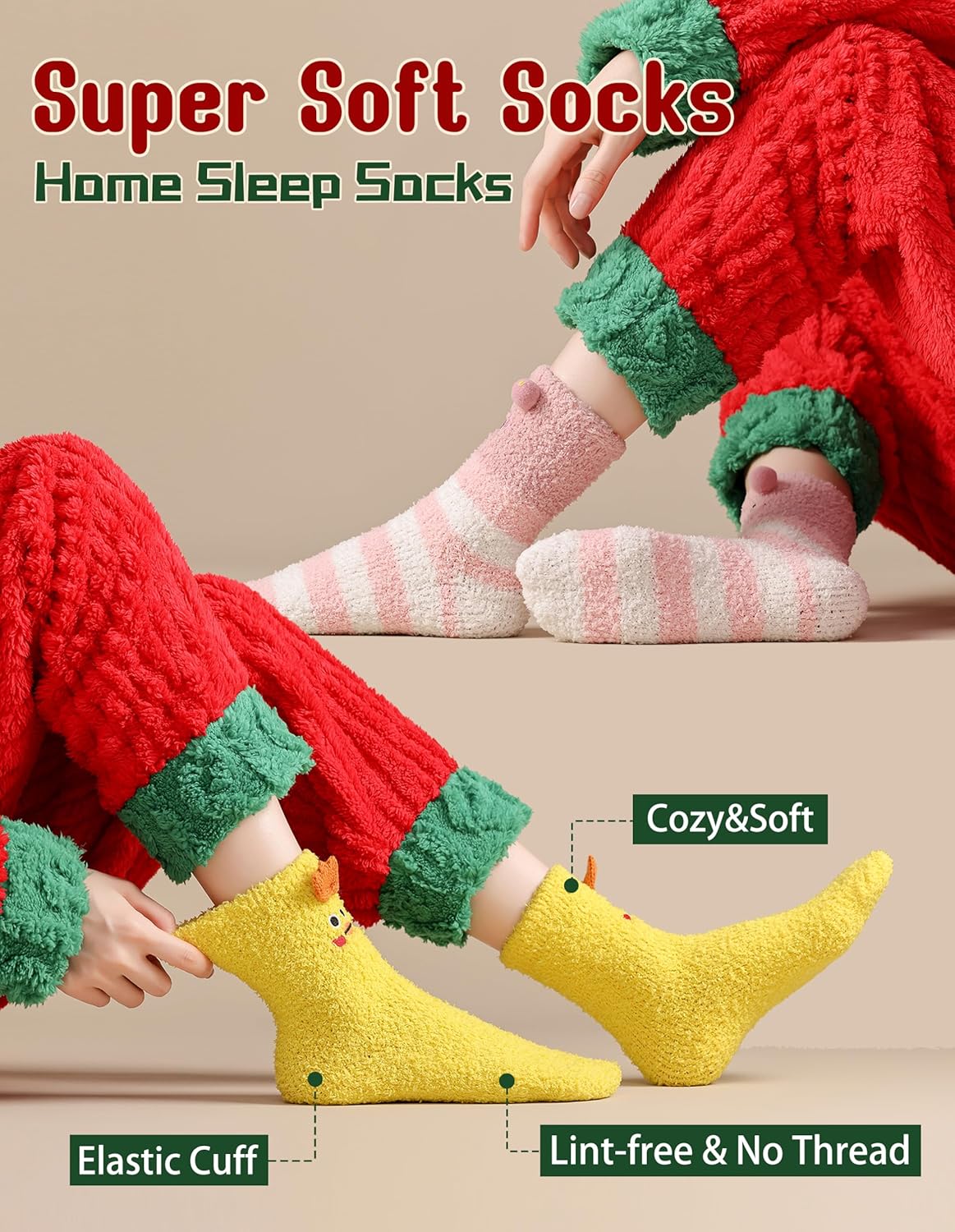 TEHOOK Warm & Cozy Gifts for Women, Stocking Stuufers, Fluffy Fuzzy Plush Sleeping Slipper Socks - Soft Warm Fabric