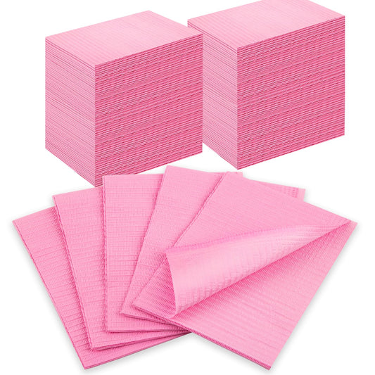 Gusnilo Nail Art Table Mat - Disposable Nail Paper Towels (240PCS) - Pink Waterproof 3-Ply Nail Art Paper 13" X 18" Pads for Nail Table Decoration Kit, Nail Art Accessories