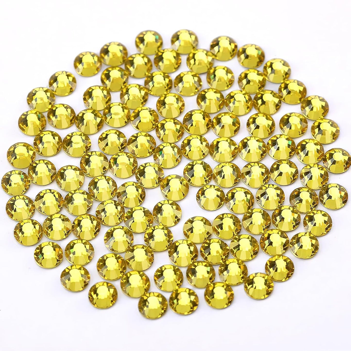 Novani Lemon Yellow Rhinestones 1440pcs Glass Rhinestones Crystal Flatback Gemstones for Crafts Nails Makeup Bags and Shoes Decoration（SS8, Citrine）