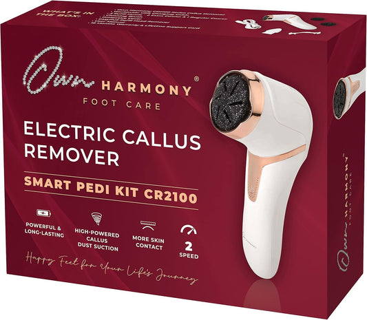 Own Harmony Electric Callus Remover with Vacuum - Foot Care for Women - Professional Pedicure Tools for Powerful Pedi Care Vac - 3 Rollers Electric Feet File CR2100 - Best for Hard Dry, Cracked Heels