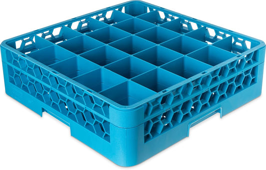 Carlisle FoodService Products RG25-114 OptiClean 25 Compartment Glass Rack with Extender, 3-1/2" Compartments, Blue (Pack of 4)