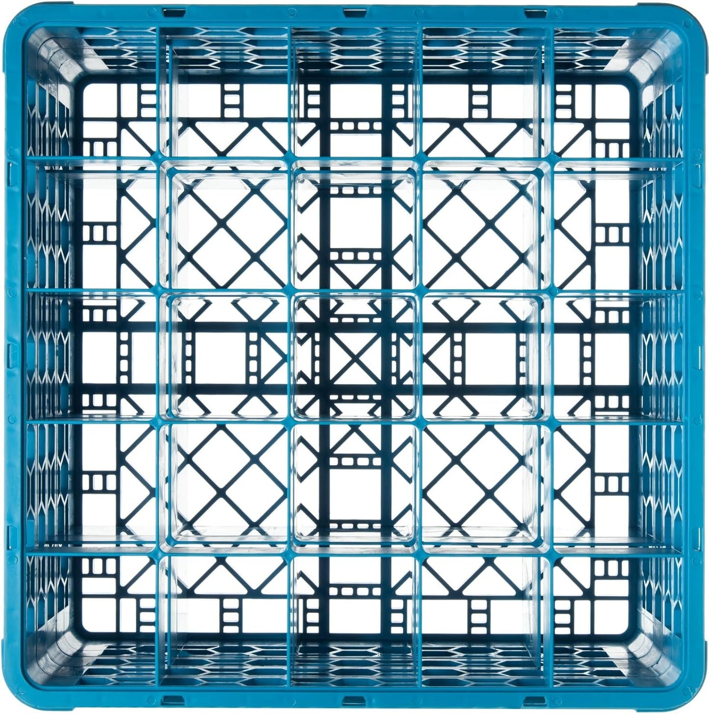 Carlisle FoodService Products Opticlean 25-Compartment Divided Glass Rack with 3 Extenders, Plastic, 19.875 x 19.875 x 8.5 Inches, Carlisle Blue