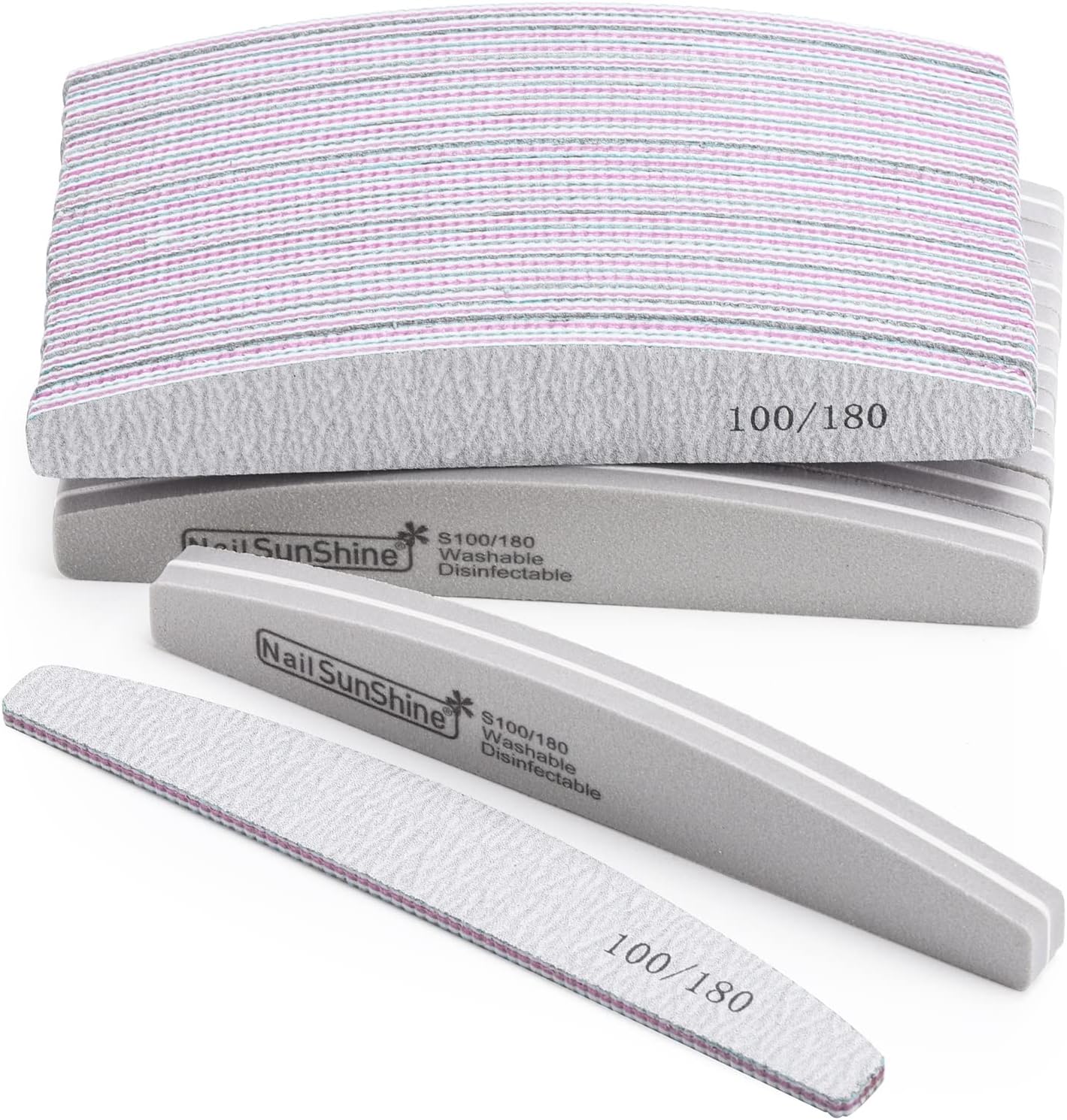 BTYMS 35 Count Nail Files and Buffers, Limas 100/180 Reusable Nail Sanding Blocks for Acrylic Nails and Natural Nails
