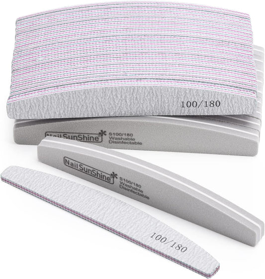 BTYMS 35 Count Nail Files and Buffers, Limas 100/180 Reusable Nail Sanding Blocks for Acrylic Nails and Natural Nails