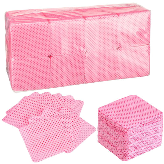 Maitys 1000 Pieces Eyelash Extension Glue Wipes Eyelash Glue Cleaner Non Woven Fabric Wipes Lash Supplies Accessories Tools for Extension Nail Polish Bottle(Rose Red)