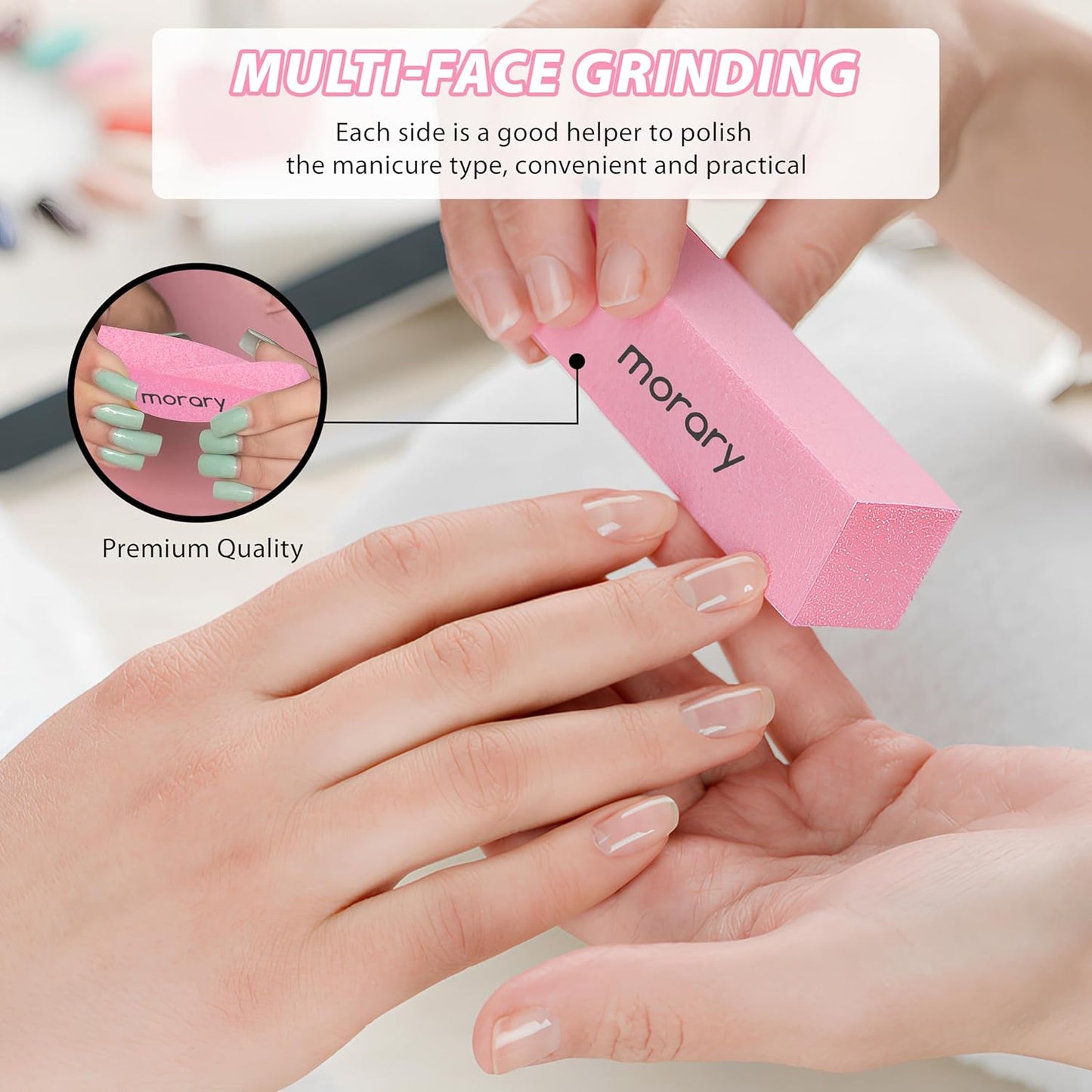 Nail Files and Buffers 12Pcs Professional Manicure Tools Kit, 6 Pcs Gray Double Sided 100/180 Grit Nail Files & 6 Pcs Rectangular Nail Buffer Block Mulit Color