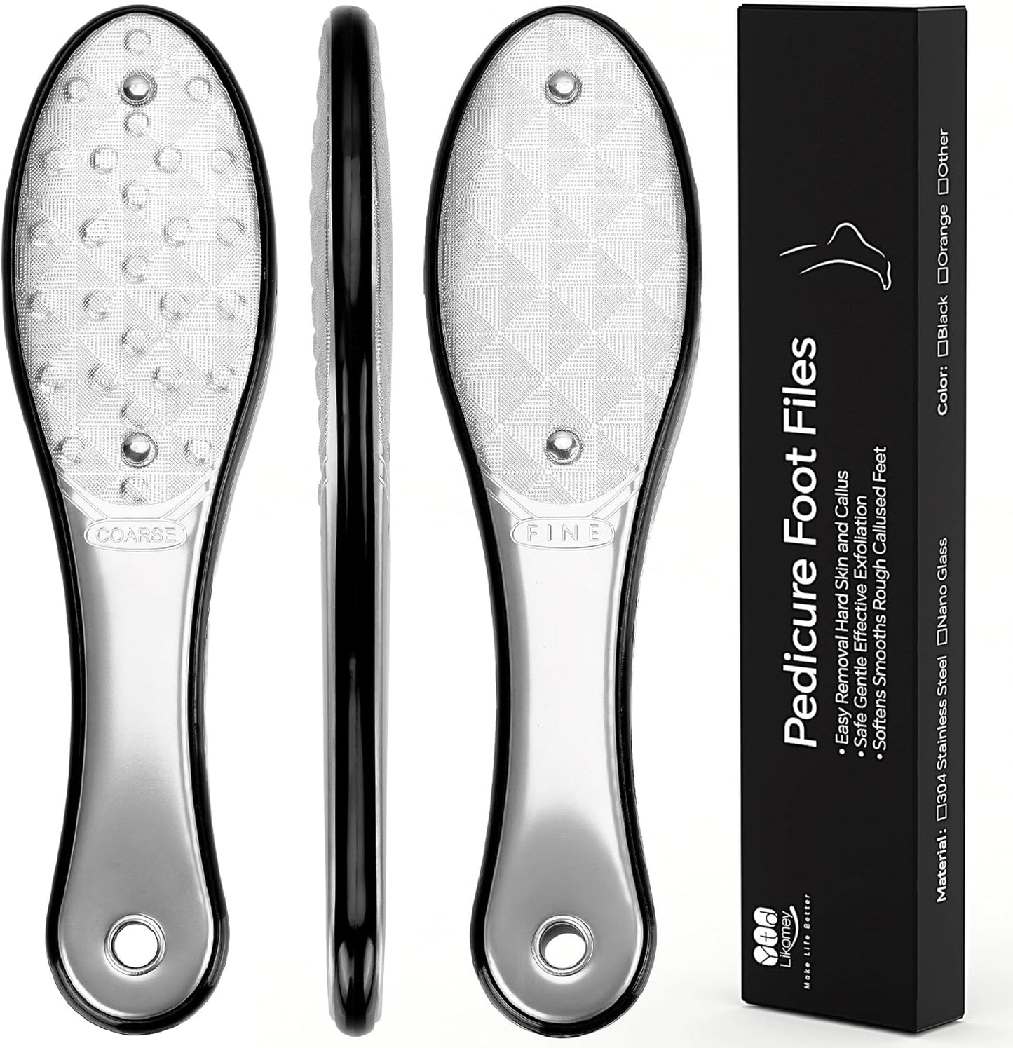 YTD likomey Stainless Steels Foot File,1 Pcs One Piece Molding Coarse Fine Double Sided Super Durable Foot Scrubber,for Wet or Dry Feet Callus Dead Skin Hard Skin Pedicure Remover Tool