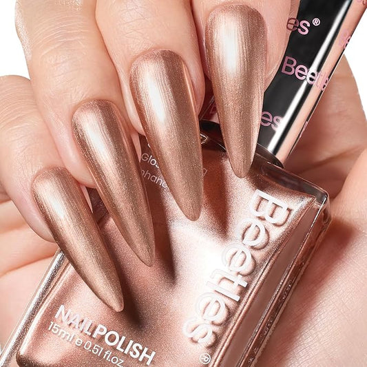 Beetles Glitter Nail Polish - 15ml Fast Drying & Long Lasting Bronzer Gold Nail Lacquer Finish for Women