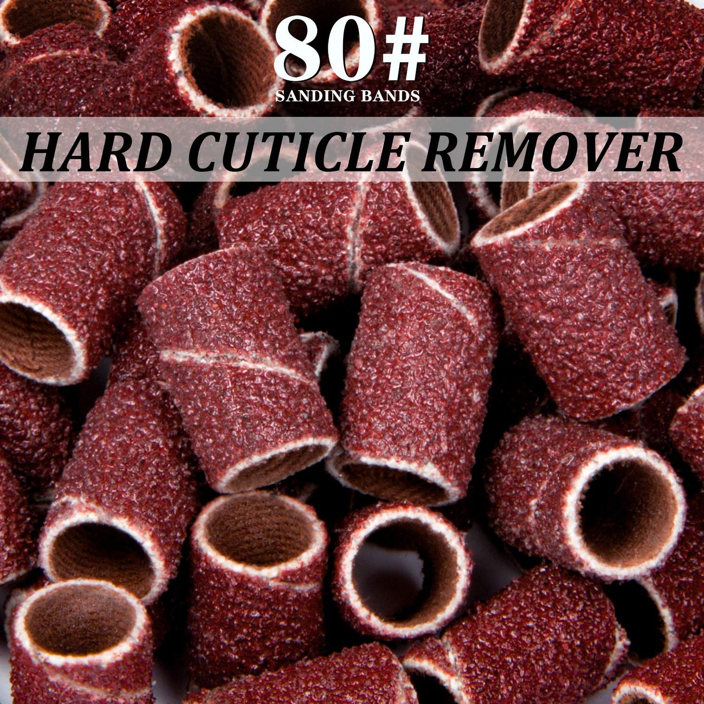 Lavinda Sanding Bands Nail Drill Bits 300Pcs Grits Electric File Nail Sanders Professional Drill Bits Set #80#150#240 Zebra Grinder Band Colorful 3/32" Mandrel Bit for Manicures Nail Drill Machine