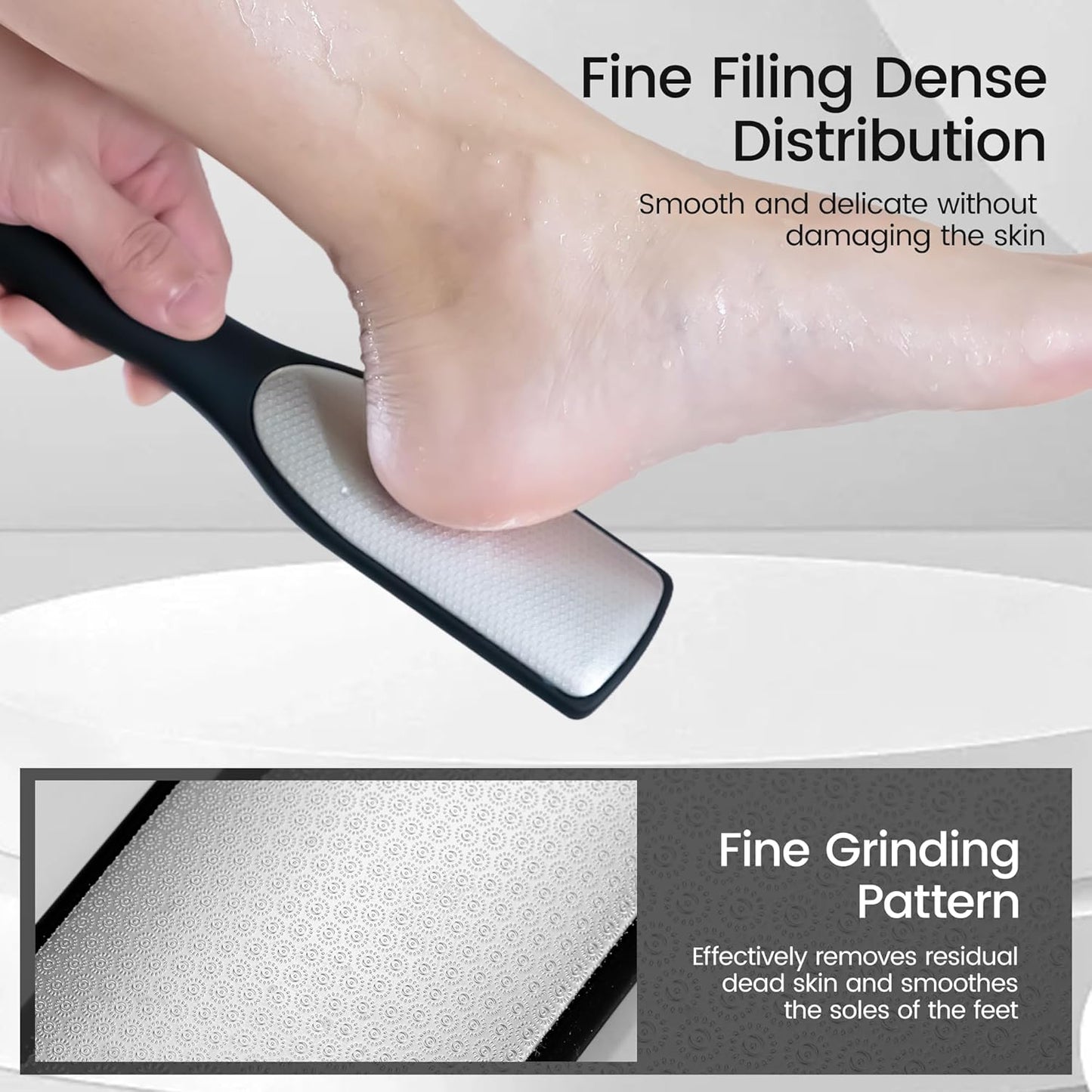 YTD likomey Coarse Fine Double Sided Foot File,Super Durable Stainless Steels Foot Scrubber,for Wet or Dry Feet Callus Dead Skin Hard Skin Pedicure Remover Tool with Built-in Mini File