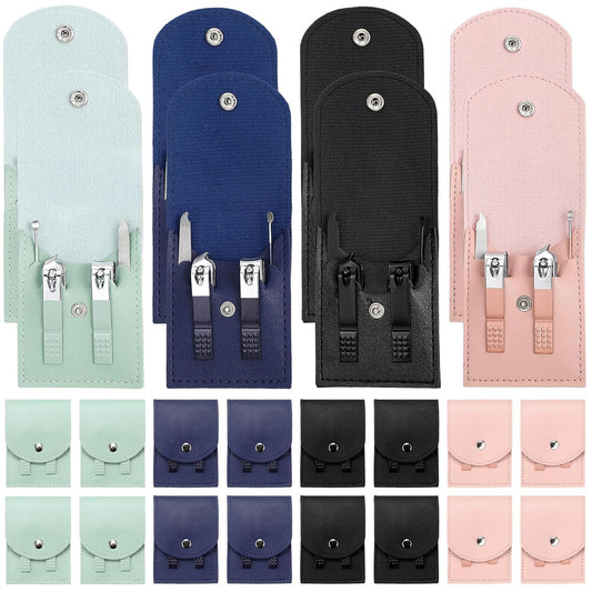 Lasnten 24 Set Christmas Manicure Set Bulk Nail Clippers Grooming Nail Kit Stainless Steel Professional Pedicure Kit Pedicure Tools with Travel Case Gifts for Xmas Men Women(4 in 1,Fresh Colors)
