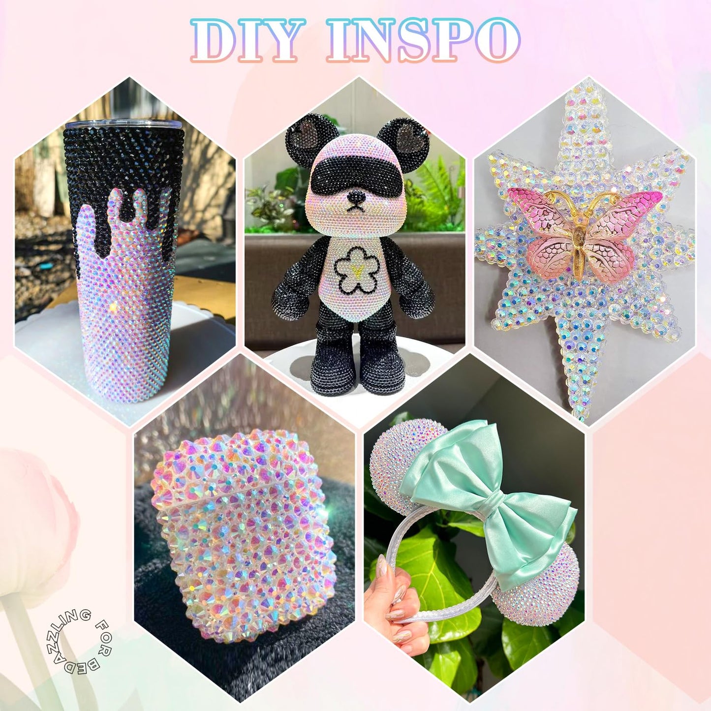30000Pcs Resin Rhinestones for Bedazzling with B7000 Jewelry Glue, Transparent AB Flatback Gems Rhinestones for Crafting, Clothing Tumblers Mugs Shoes Fabric Decor Nail Art