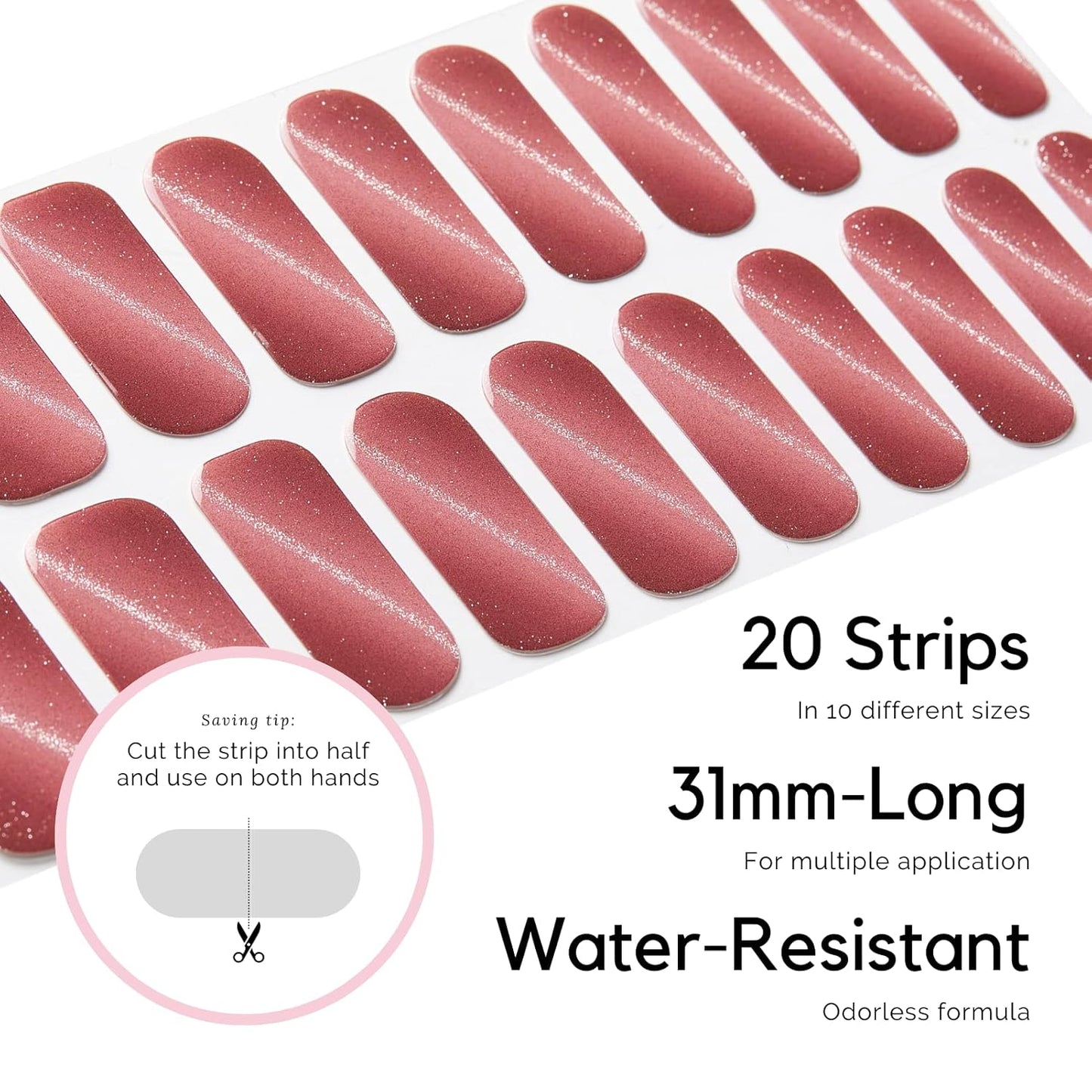 NAILOG Semi Cured Gel Nail Strips (20 Extra Long Stickers/Wraps) | Buy 2 Get 1 UV Lamp| Glossy & Long Lasting Soft Gel Finishing, Silvery Kahala