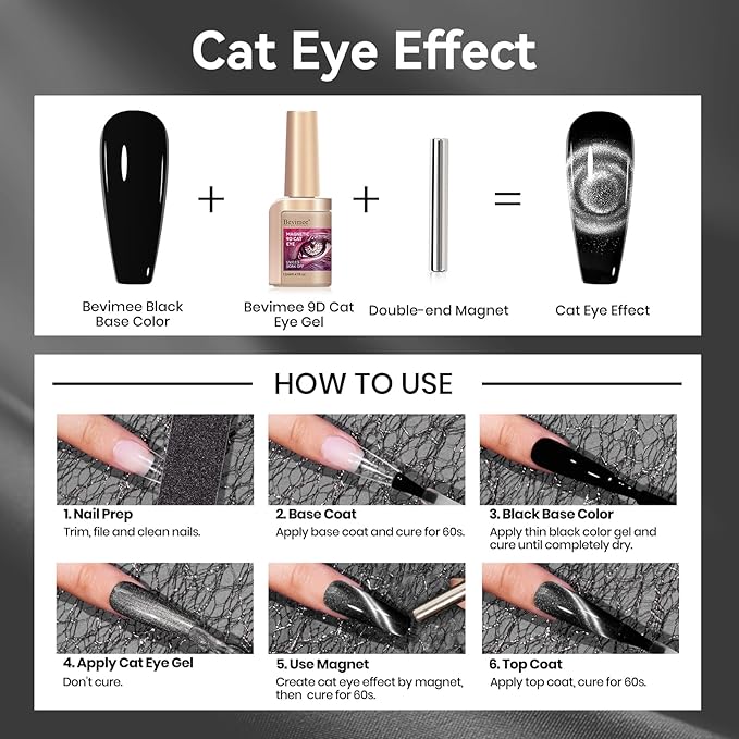 Cat Eye Gel Nail Polish Silver 12ML 9D Chameleon Cateye Magnetic Nail Polish Gel Holographic Cat Eye with Magnet Stick Varnish Soak off Manicure Set 1PC