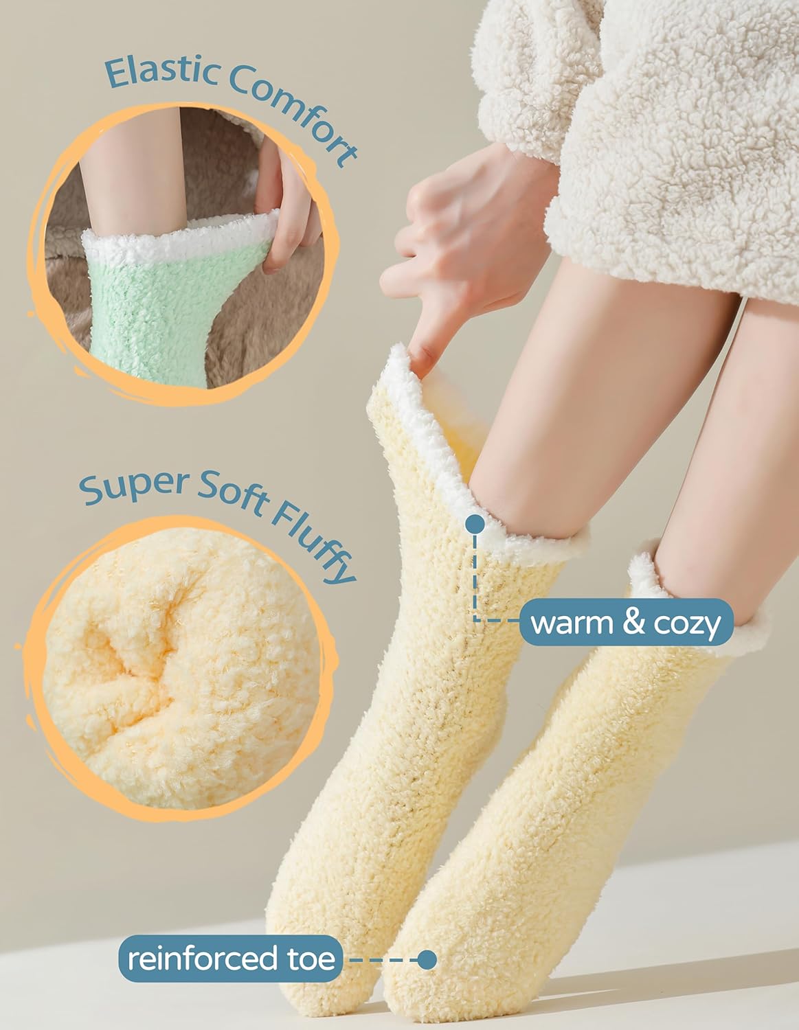 TEHOOK Warm & Cozy Gifts for Women, Stocking Stuufers, Fluffy Fuzzy Plush Sleeping Slipper Socks - Soft Warm Fabric