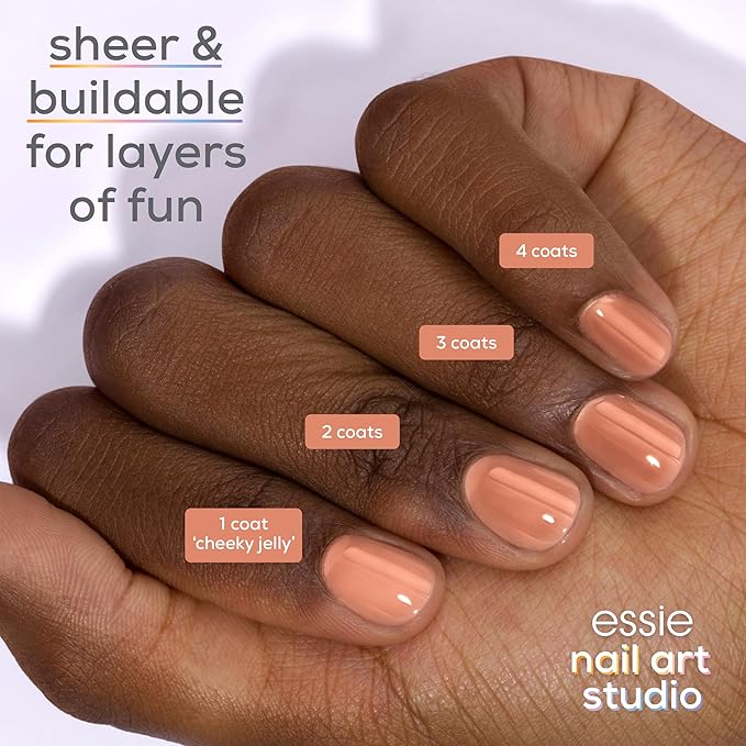 essie Nail Art Studio Jelly Gloss Polish, Vegan, Sheer Neutral Nail Polish, Cheeky Jelly, 0.46 Fl Oz