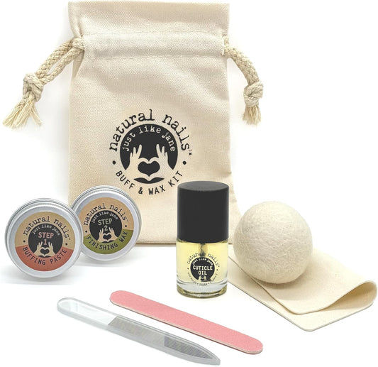 Just Like Jane™ Natural Nails Buff & Wax Kit - New Nano Glass File for Higher Shine!