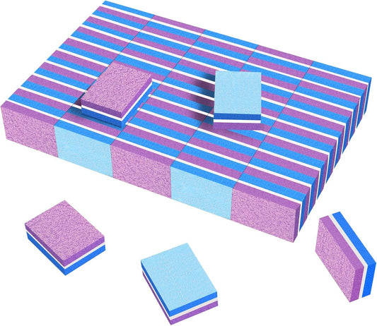CGBE Buffing Block, Double-Sided Nail Buffing Block, Colorful Sponge Nail Polish Sanding Buffer Strips Nail File Blocks Manicure Tools (Blue-Purple)