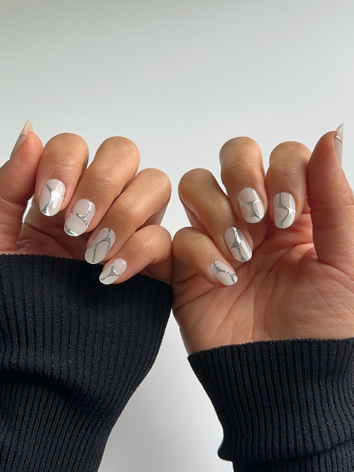 NOVA, Semi Cured Gel Nail Strips (Chrome Heart) - The 10 Minute Manicure. Salon-Quality, Female Founded, Easy to Apply & Remove - Incl. Nail File & Wooden Stick (Chrome Heart)