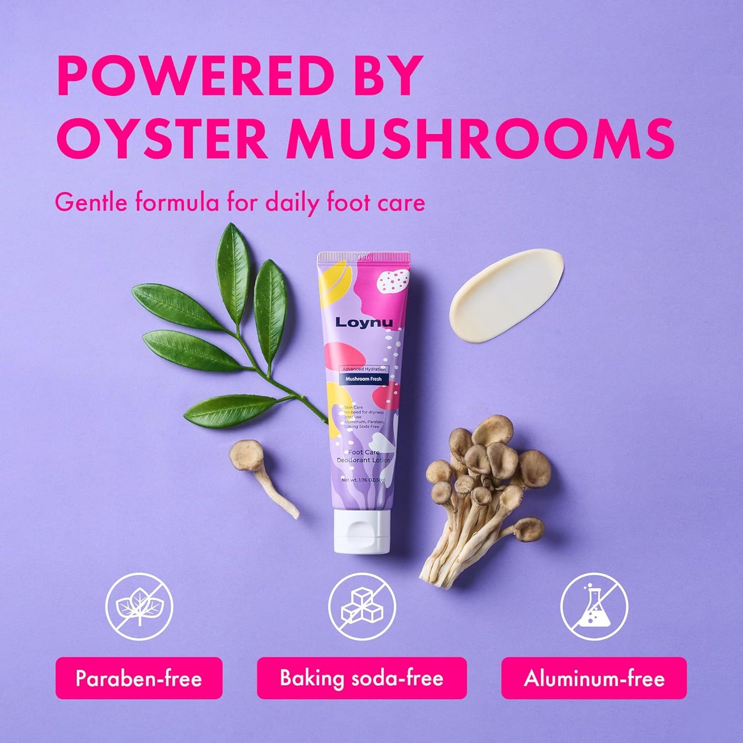 Foot Cream for Long-Lasting Odor Control | Neutralizes Odor at the Source | Hydrates Dry, Cracked Heels for Soft, Healthy Feet | Natural Mushroom Formula