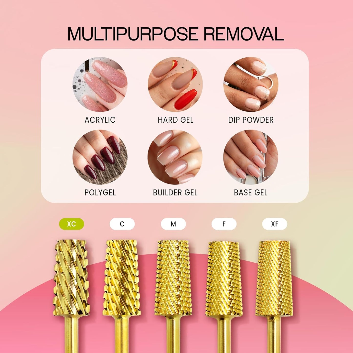 Premium Pana 3/32" Tapered Barrel Carbide Nail Bit -For Electric Dremel Drill Machine, Nail Art Design, Manicure, Pedicure, Nail File, Cuticle Clean etc. (Extra Coarse Grit- Gold)