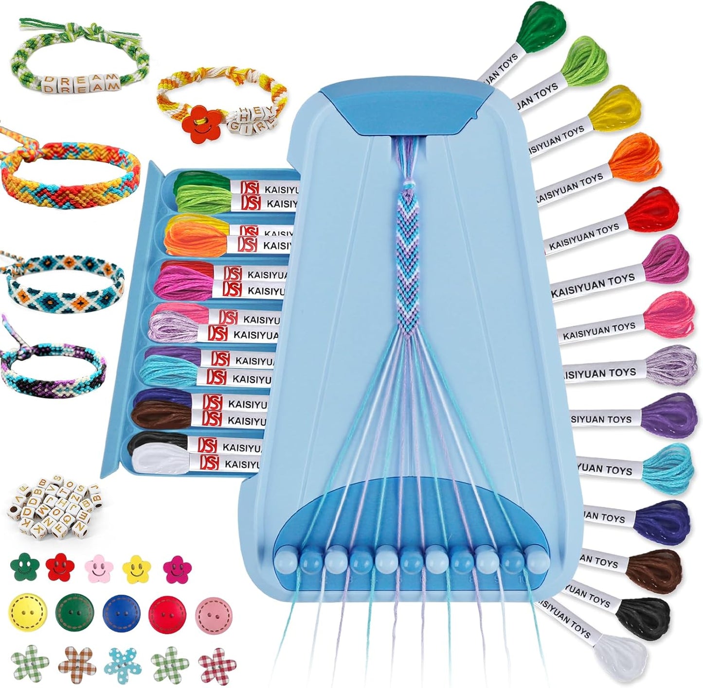 Arts and Crafts for Kids Ages 8-12,Friendship Bracelet Making Kit for Girl,Kids Jewelry Making Kit with 28 Pre-Cut Threads,Christmas Birthday Gifts for Ages 6 7 8 9 10 11 12 Year Old Light Blue