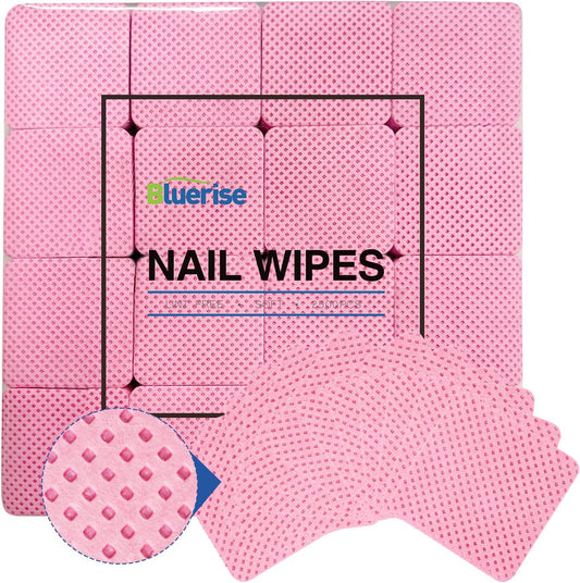 BLUERISE Lint Free Nail Wipes Pink 2500pcs Nail Polish Remover Pads Soft Absorbable Eyelash Extension Glue Cleaning Wipes
