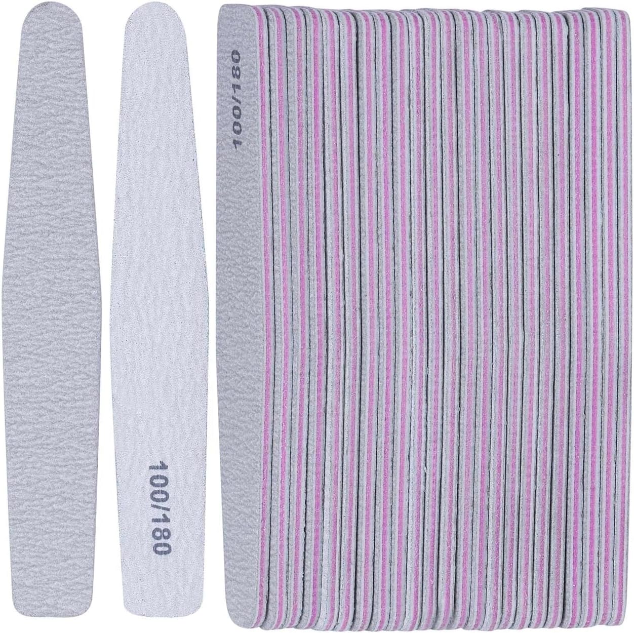BTYMS 25 Count 100/180 Grit Nail Files - Double Sided Emery Boards, Reusable Nail Buffing & Manicure Files for Natural/Gel/Acrylic Nails