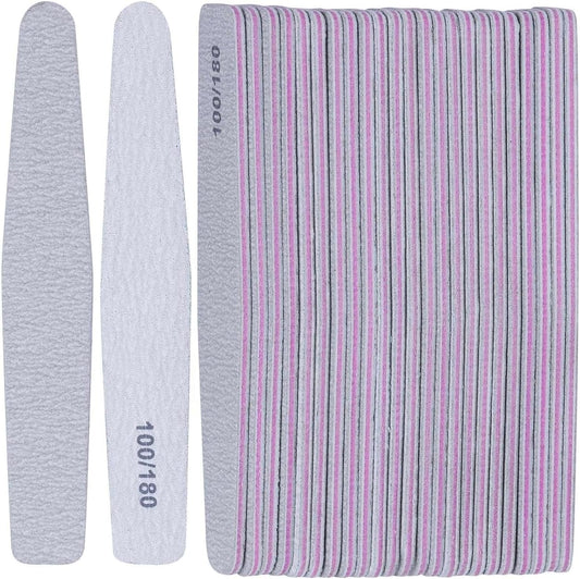 BTYMS 25 Count 100/180 Grit Nail Files - Double Sided Emery Boards, Reusable Nail Buffing & Manicure Files for Natural/Gel/Acrylic Nails