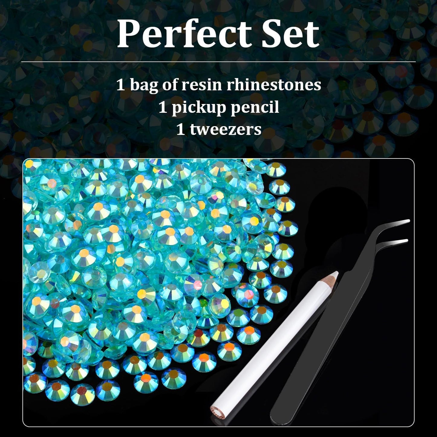 2000pcs 6mm Resin Rhinestones Bulk, Transparent Lake Blue AB Flatback Round Jelly Rhinestones Non Hotfix Crystal Gems Large Quantity Wholesale for DIY Crafts Clothes Bottles Face Makeup Manicure